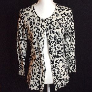 Merona black and white leopard cardigan, medium